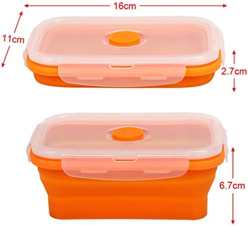 Készlet 4 Összecsukható Szilikon Élelmiszer-Tároló Tartályok Ebéd Bento Box Kemping Utazási Tálak -BPA Mentes,Mikrózható,Mosogatógépben