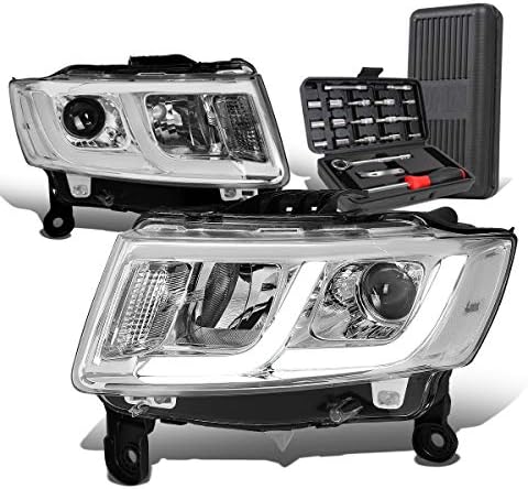 Dual LED DRL L-Bár Projektor Chrome Tiszta Sarokban Fényszórók+Szerszám Készlet Kompatibilis a Jeep Grand Cherokee 14-16