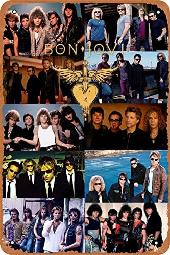 Clilsiatm Bon Jovi Poszter Rock Zenekar Tin Fém Tábla Vintage Falon Emléktábla Dekoráció 8x12 Inch