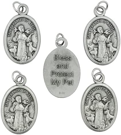 5 Csomag Assisi Szent Ferenc Ovális Pet Érmet | Áldja meg Védeni A Pet | Védőszentje Állatok | Nagy Katolikus Ajándék | Csatolja