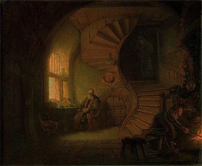 TOPofART Rembrandt (Filozófus, a Meditáció, 1632) Vászon Art Nyomtatás Sokszorosítás (11x13.4) (28x34 cm)