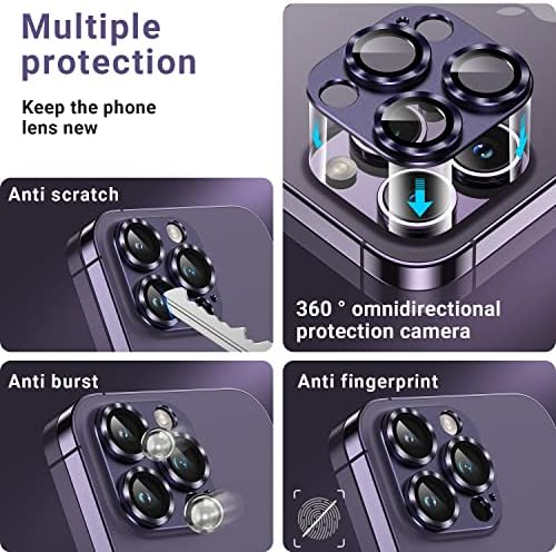[2 Csomag] iPhone 14 Pro Max/iPhone 14 Pro Kamera Lencséjét Védő, Anti Scrach Edzett Üveg Kamera Képernyő Védő Fedél, Alumínium