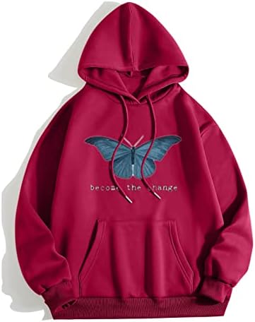 Vörös Tini Lány Pillangó Nap Kabátok Sleeve kapucnis felső Ruhák Pulóver Mandzsetta Hosszú Ujjú Alkalmi kapucnis Kabát Y7