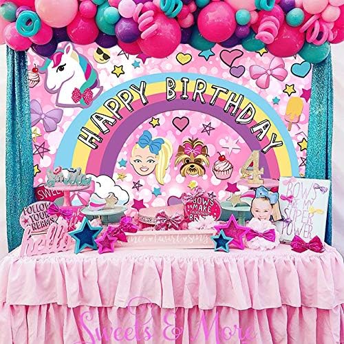 7x5ft lány, álom, édes 16 rózsaszín fél hátteret őrült nagy csillogás boldog szülinapot banner színes boldog rajzfilm egyszarvú