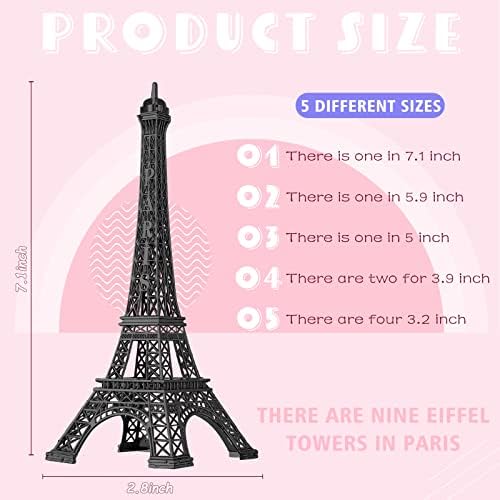 9 Db Eiffel-Torony, Szobor, Dekoráció Ötvözet Fém Párizsi Eiffel-Torony Party Dekoráció 5 Méret Eiffel-Torony Dekoráció francia