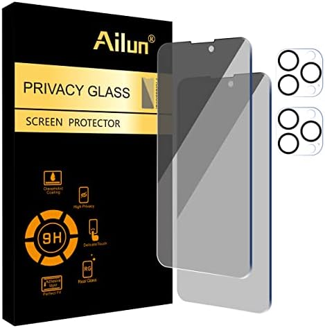 Ailun 2 Csomag Adatvédelmi képernyővédő fólia iPhone 14[6.1 colos] + 2 Csomag Kamera Lencséjét Védő, Anti-Spy Privát Edzett