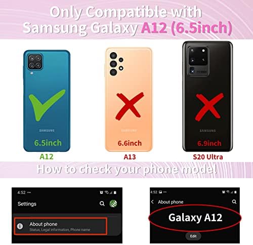 Likiyami (3in1 Samsung Galaxy A12 Esetben Szíve Nők, Lányok Aranyos Lányos Esztétikai Trendi Luxus Elég a Hurkot, Telefon