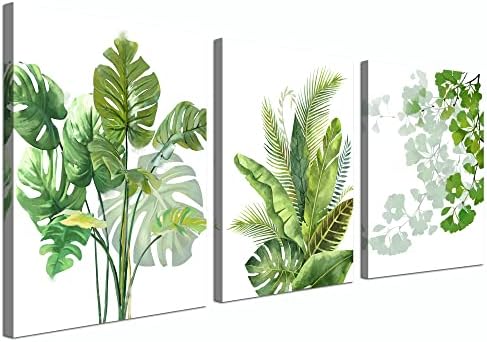 Enartly Zöld Levél Vászon Wall Art Minimalista, Egyszerű Képek Trópusi Levelek Festmény Növények Botanikai Mű Keretes számára,