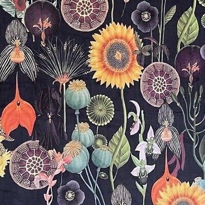 Poppy, valamint a Napraforgó Bársony Anyag által Értékesített Méter Sötét Puha Botanikus Varrás Anyag Virágos Textil Kárpit