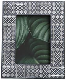 Foreside Otthon & Kert Fekete 5 x 7 hüvelyk Törzsi Minta Dekoratív Fa Kép, Foreside Otthon, Kert 5X7 Kuba Képkeret
