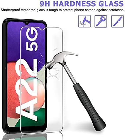 Ferilinso Célja a Samsung Galaxy A22 5G képernyővédő fólia, 3 Csomag HD Edzett Üveg, 2 Csomag Kamera Lencséjét Védő [9H Keménység]