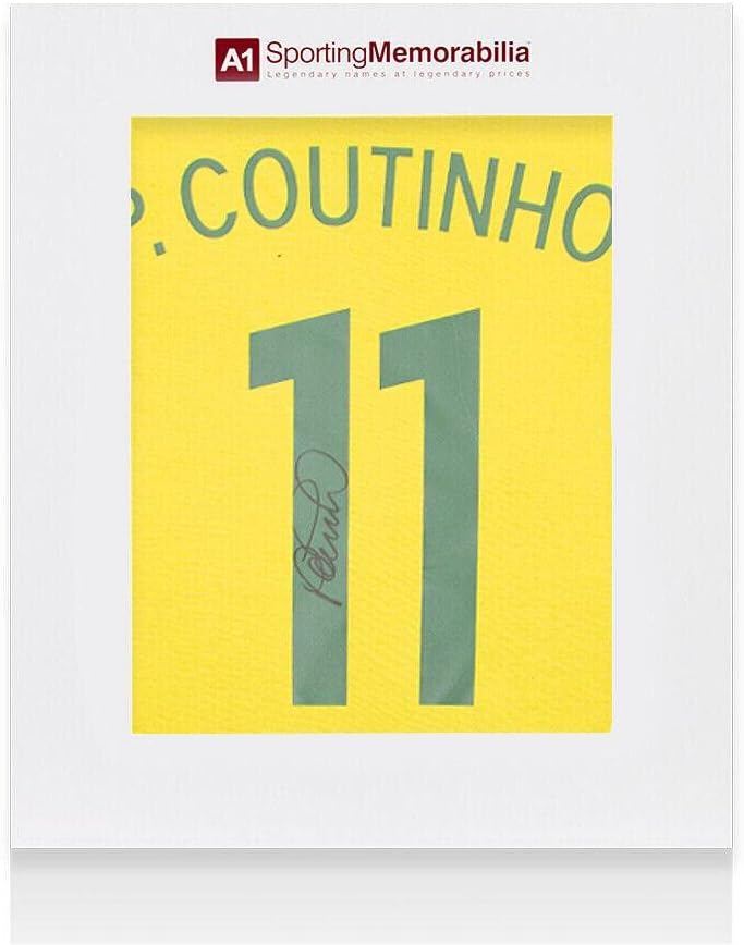 Philippe Coutinho Aláírt Retro Brazília Ing, 11-Es - Díszdobozban Autogram - Dedikált Foci Mezek