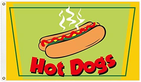 Hot Dog Zászló Üzleti büfék Jel 3x5Ft Banner Élelmiszer Sátor Snack Bár Jele Koncessziós Reklám Kávézó Üzlethelyiség