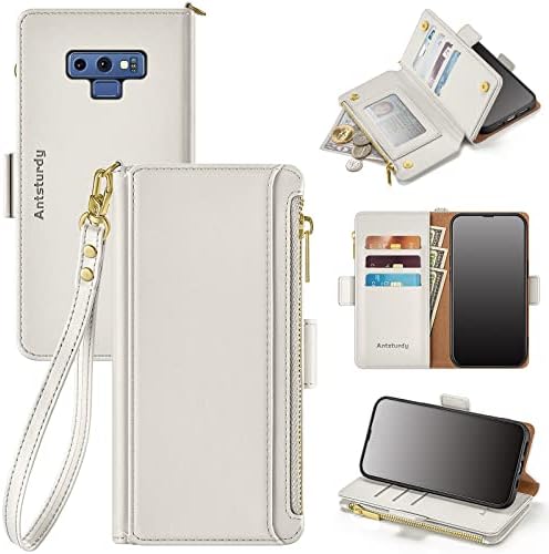 Antsturdy Samsung Galaxy Note 9 6.4 A Pénztárcám esetben 【RFID-Blokkoló】【Cipzár Poket】【7 Card Slot】 PU Bőr Flip Tok védőburkolat