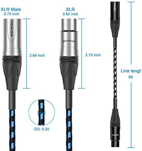 Penker XLR Kábel,6 láb 2 Csomag Mikrofon Kábel, XLR Férfi-Nő Kiegyensúlyozott Mikrofon Kábel 3 pin, 6 Láb Rövid mikrofon