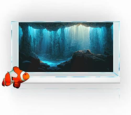 Akvárium Háttér Matrica, Víz alatti Barlangban Kő HD Nyomtatás Háttérkép akvárium Háttér Dekoráció PVC Táj Poszter (11.8x23.6(30x60cm))