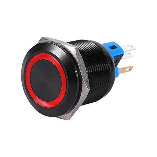 LED Zár Kapcsoló Gomb, 22mm 12V LED Vízálló én-zár Reteszelő Gombot kell megnyomni Kapcsoló (Piros)